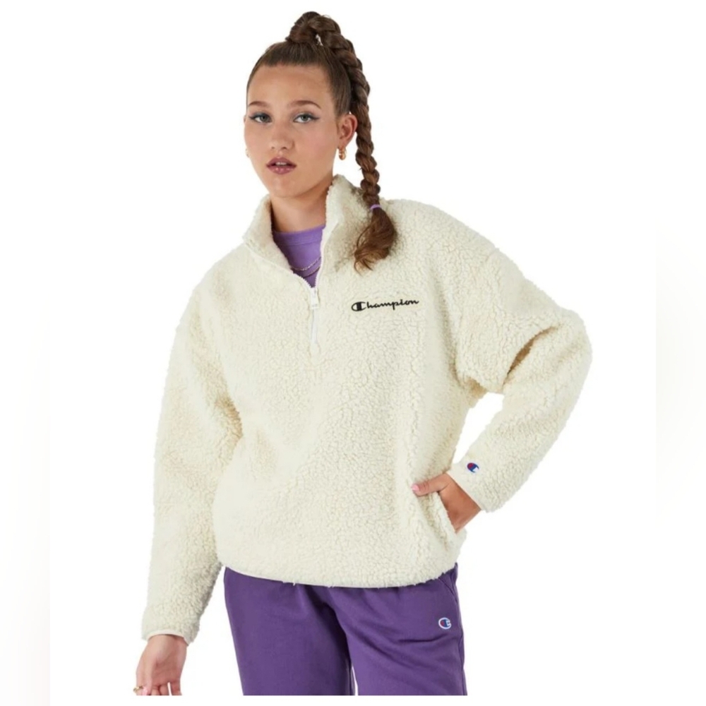 SOLD Champion Cream Sherpa Pullover - Picture 1 of 6